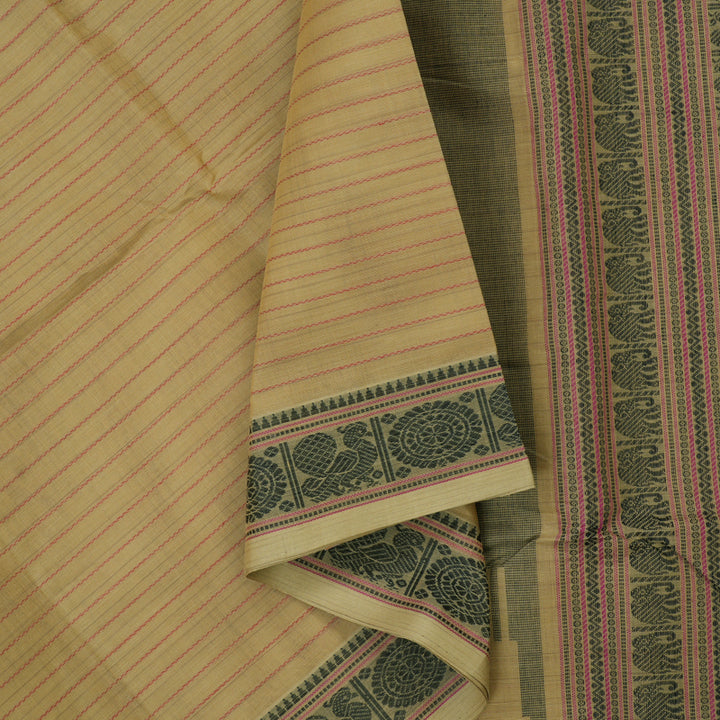 Hayagrivas Khaki Brown Handloom Cotton Saree KSBE89A6-2