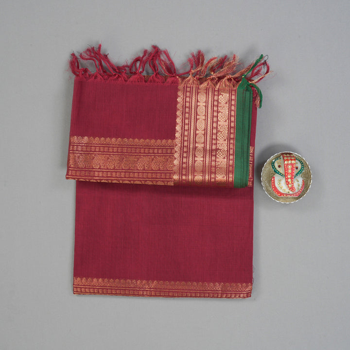 Hayagrivas Maroon Handloom Cotton Saree KSBE89A7-3