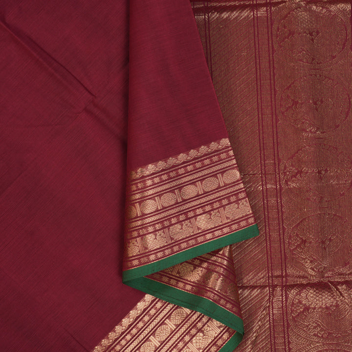 Hayagrivas Maroon Handloom Cotton Saree KSBE89A7-3