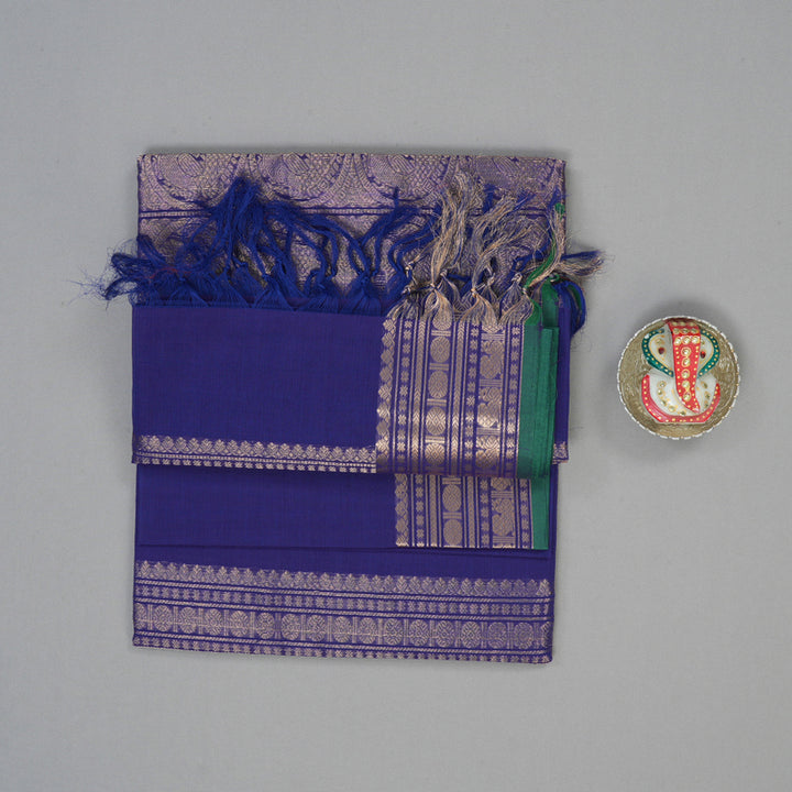 Hayagrivas Purplish-Blue Handloom Cotton Saree KSBE89A7-4