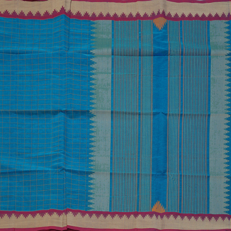 Hayagrivas Aqua Blue Handloom Cotton Saree KSBE90A1-2
