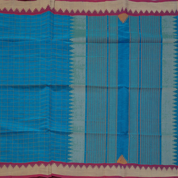 Hayagrivas Aqua Blue Handloom Cotton Saree KSBE90A1-2