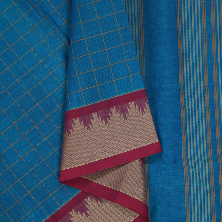 Hayagrivas Aqua Blue Handloom Cotton Saree KSBE90A1-2