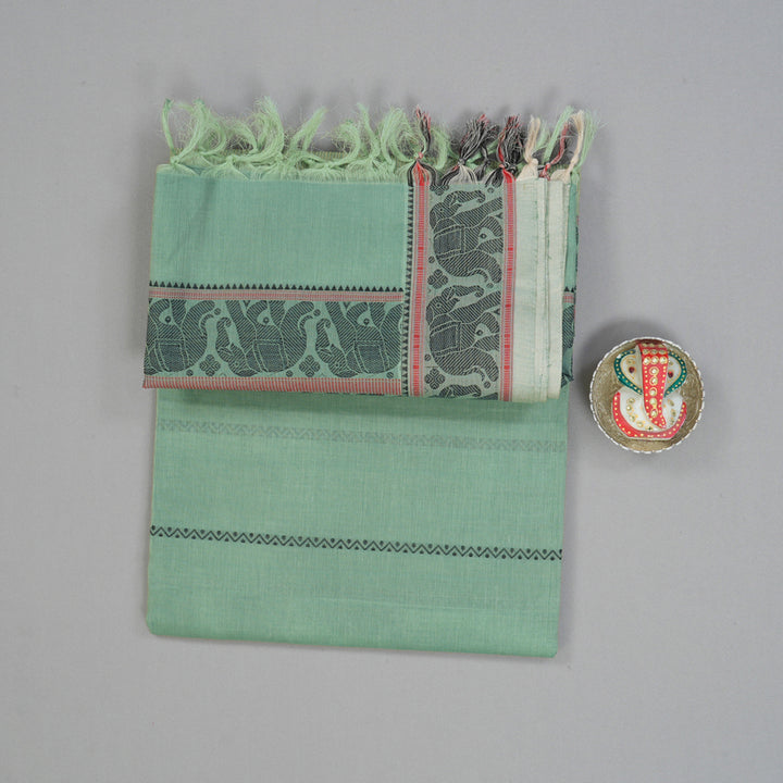 Hayagrivas Pastel Green Handloom Cotton Saree KSBE90A2-2