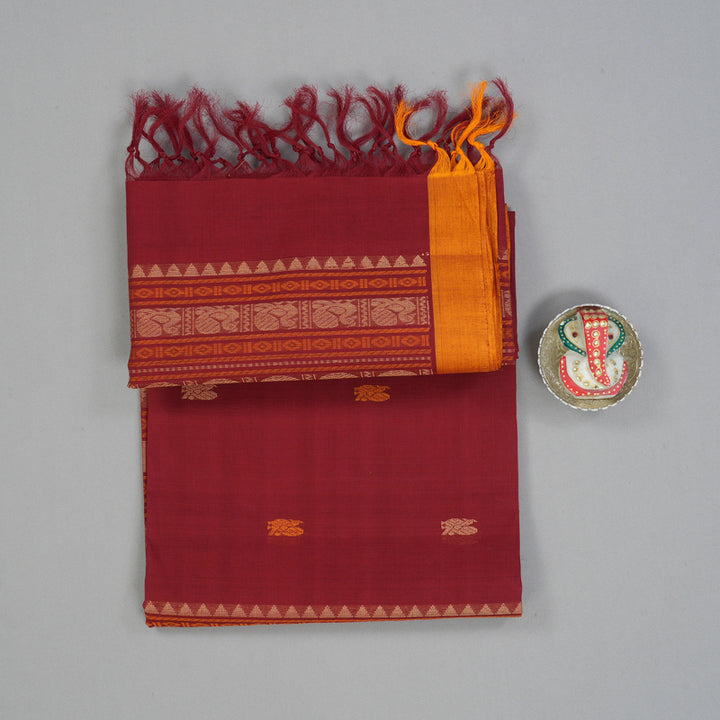 Hayagrivas Maroon Handloom Cotton Saree KSBE90A3-3