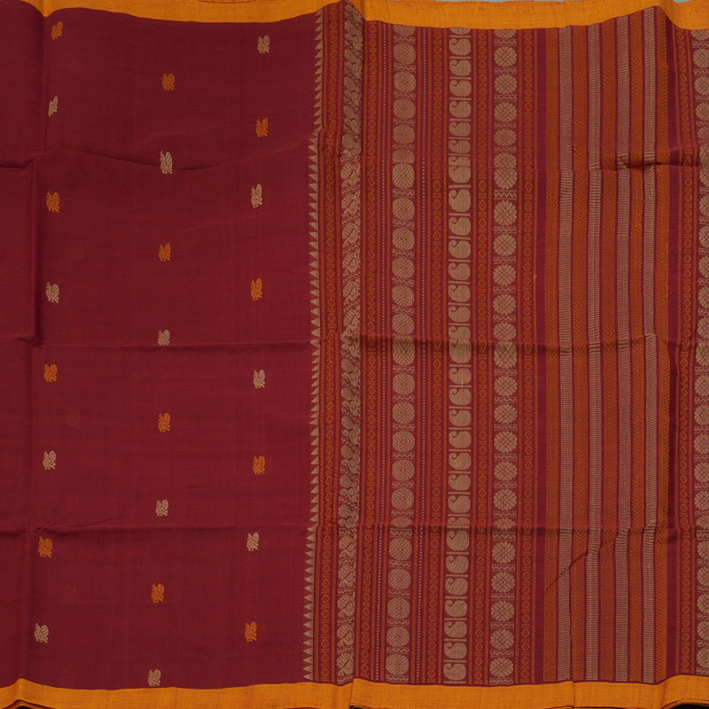 Hayagrivas Maroon Handloom Cotton Saree KSBE90A3-3