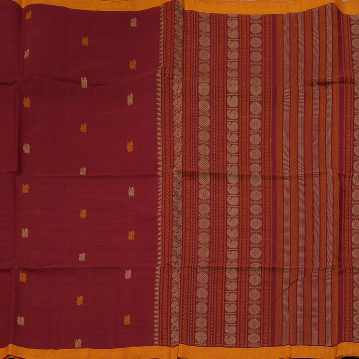 Hayagrivas Maroon Handloom Cotton Saree KSBE90A3-3