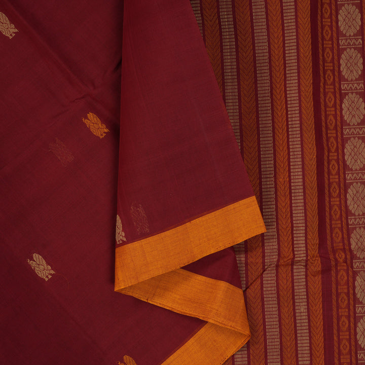 Hayagrivas Maroon Handloom Cotton Saree KSBE90A3-3
