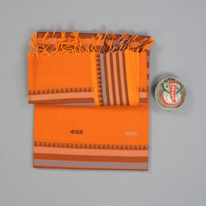 Hayagrivas Orange Handloom Cotton Saree KSBE90A5-5