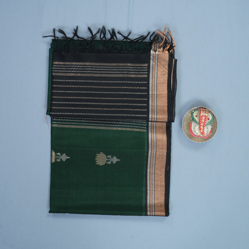 Hayagrivas Bottle Green Kora Silk Cotton Saree KSBE92A10-2