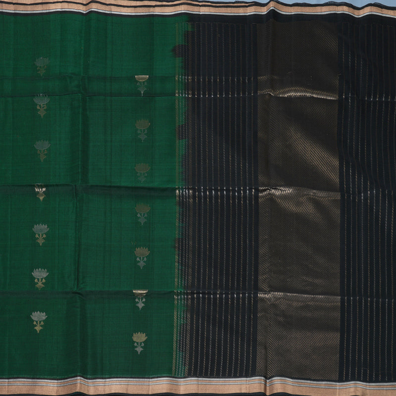 Hayagrivas Bottle Green Kora Silk Cotton Saree KSBE92A10-2