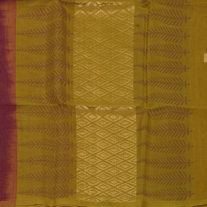 Hayagrivas Pinkish-Maroon Kora Silk Cotton Saree KSBE92A10-9