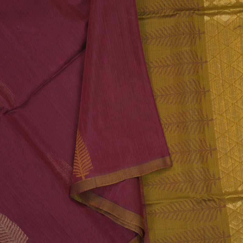 Hayagrivas Pinkish-Maroon Kora Silk Cotton Saree KSBE92A10-9