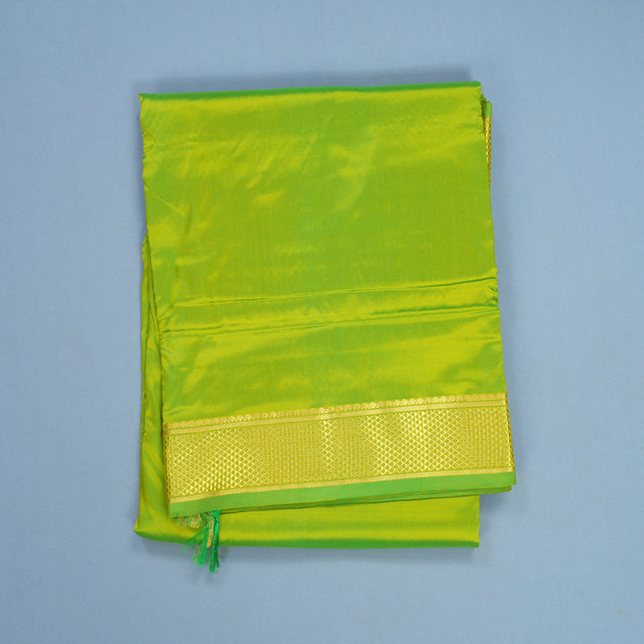 Hayagrivas Handloom Fluorescent Green Ten Yards Silk Saree KSBE94A2-2