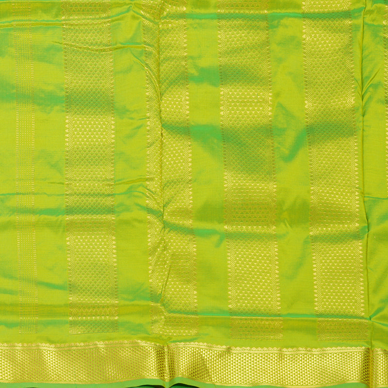 Hayagrivas Handloom Fluorescent Green Ten Yards Silk Saree KSBE94A2-2