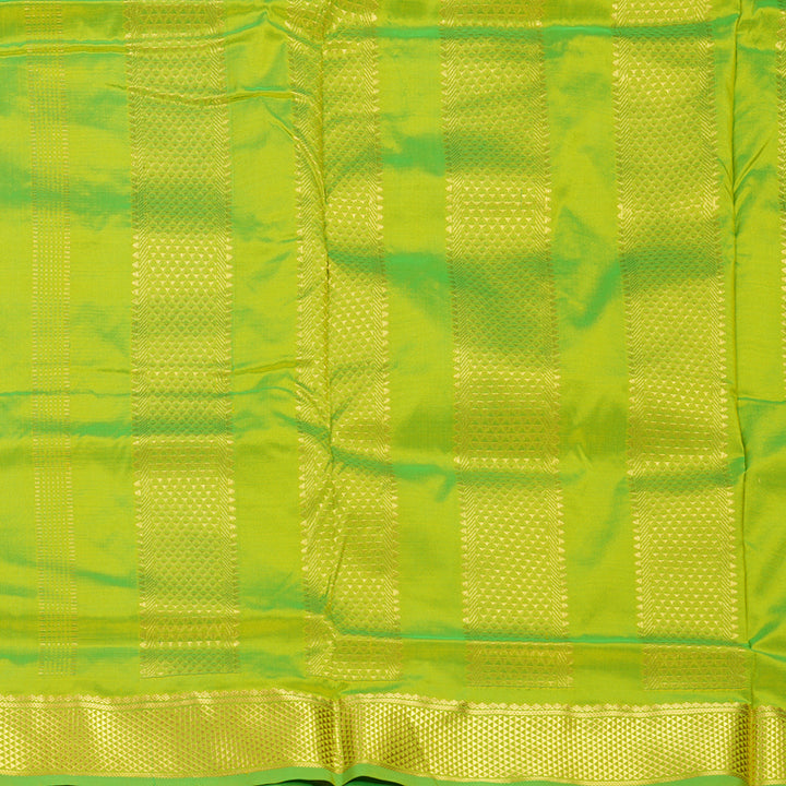 Hayagrivas Handloom Fluorescent Green Ten Yards Silk Saree KSBE94A2-2