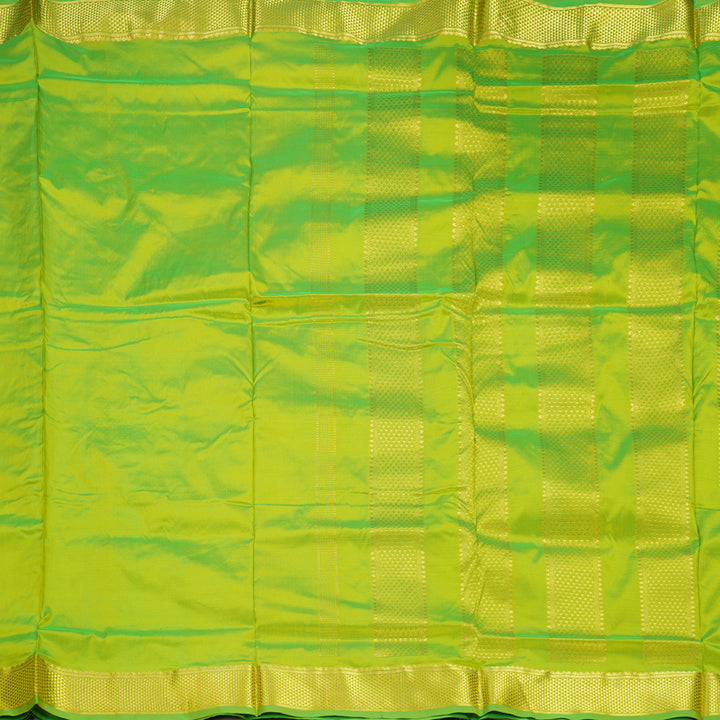 Hayagrivas Handloom Fluorescent Green Ten Yards Silk Saree KSBE94A2-2