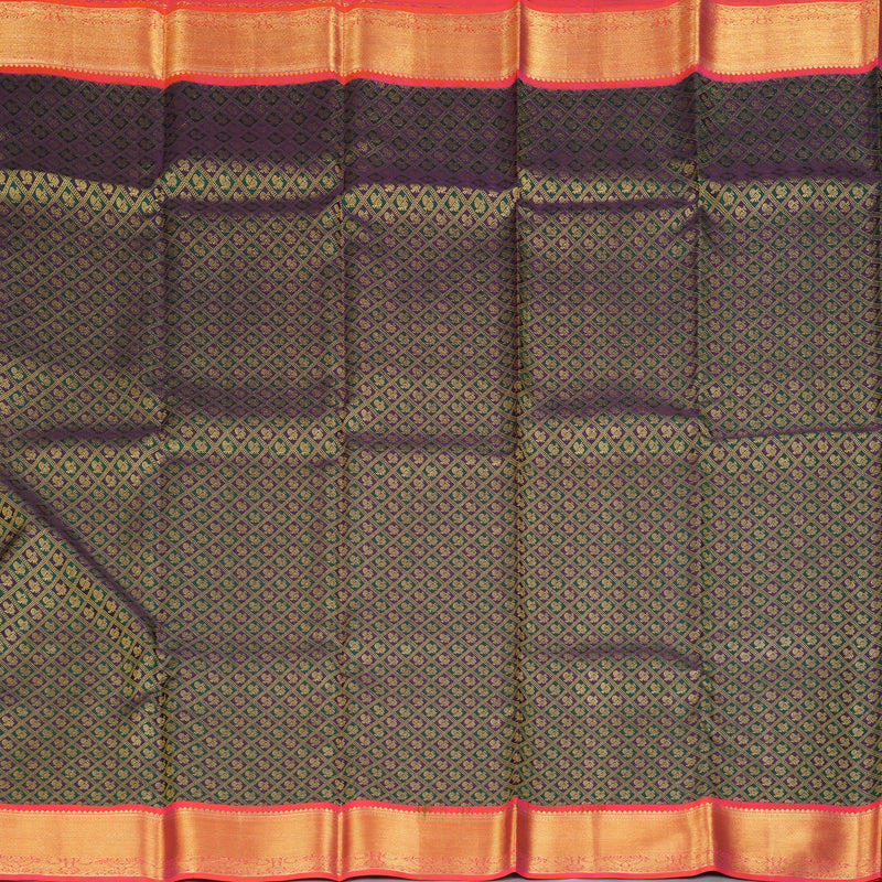 Hayagrivas Handloom Navy Blue & Bottle Green Checks Kanjivaram Silk Saree KSBE96A14-20