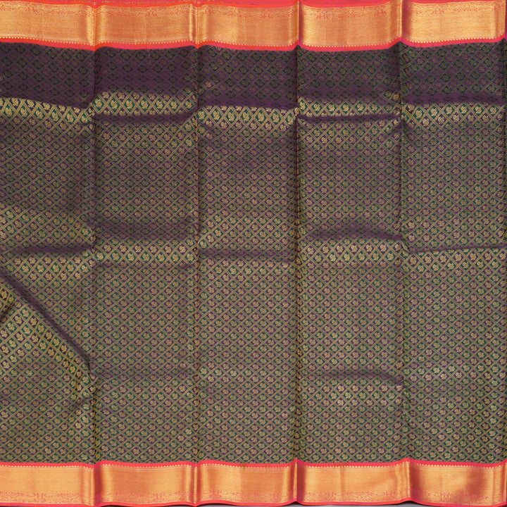 Hayagrivas Handloom Navy Blue & Bottle Green Checks Kanjivaram Silk Saree KSBE96A14-20