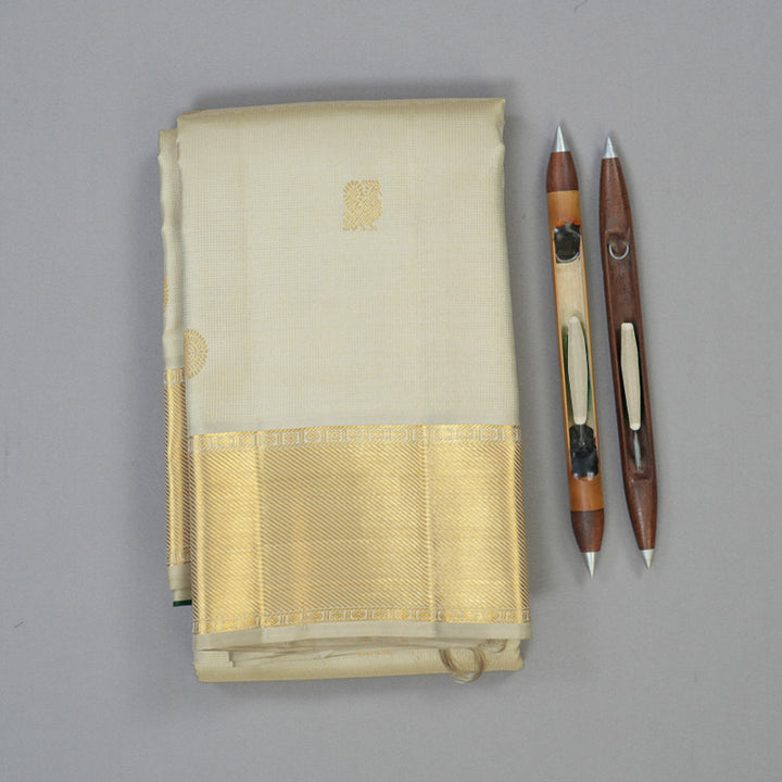 Hayagrivas Handloom Beige Kanjivaram Silk Saree KSBE96A15-1