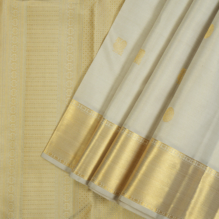 Hayagrivas Handloom Beige Kanjivaram Silk Saree KSBE96A15-1