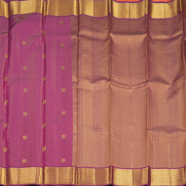 Hayagrivas Handloom Purple Kanjivaram Silk Saree with Orangish-Pink Border KSBE96A15-2