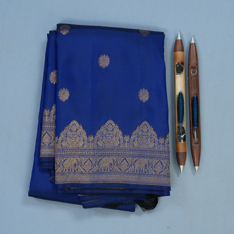 Hayagrivas Handloom Royal Blue Kanjivaram Silk Saree KSBE96A16-13