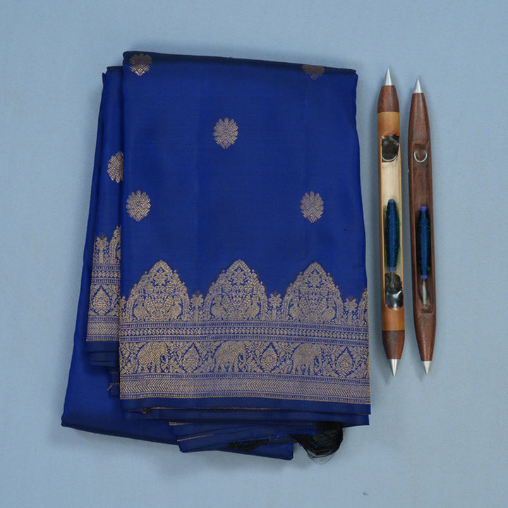 Hayagrivas Handloom Royal Blue Kanjivaram Silk Saree KSBE96A16-13