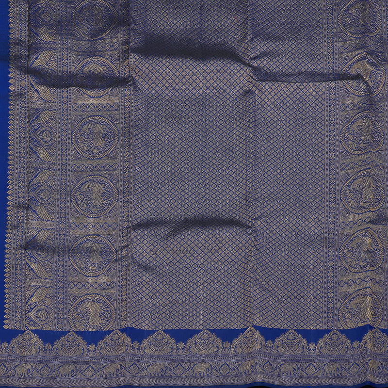 Hayagrivas Handloom Royal Blue Kanjivaram Silk Saree KSBE96A16-13