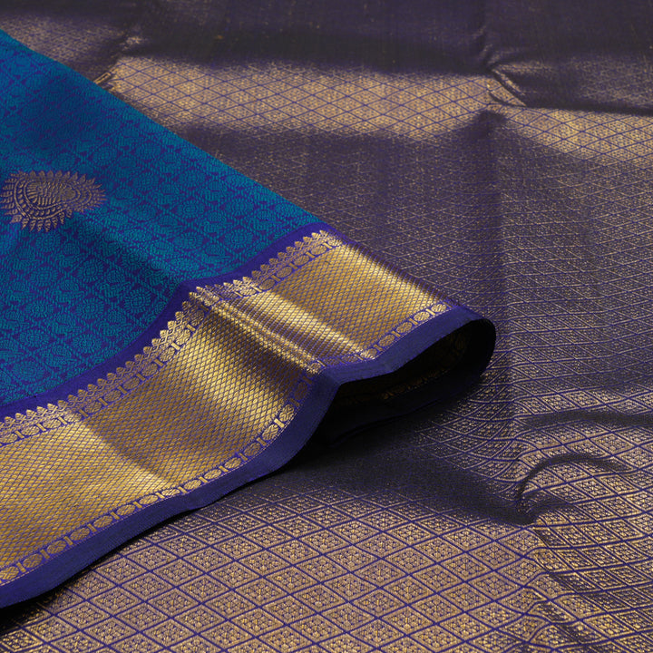 Hayagrivas Handloom Purplish-Blue Kanjivaram Silk Saree KSBE96A4-6