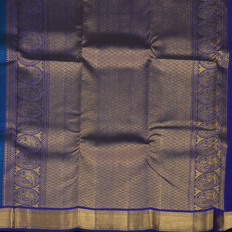 Hayagrivas Handloom Purplish-Blue Kanjivaram Silk Saree KSBE96A4-6