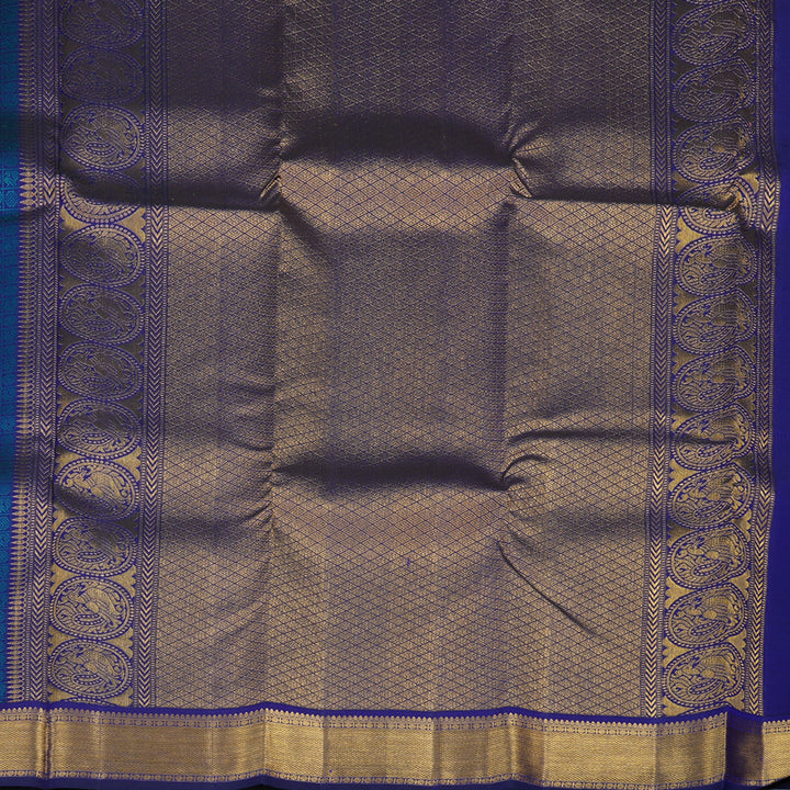 Hayagrivas Handloom Purplish-Blue Kanjivaram Silk Saree KSBE96A4-6