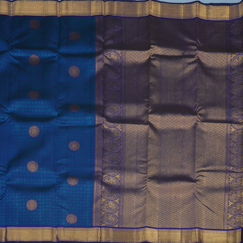 Hayagrivas Handloom Purplish-Blue Kanjivaram Silk Saree KSBE96A4-6
