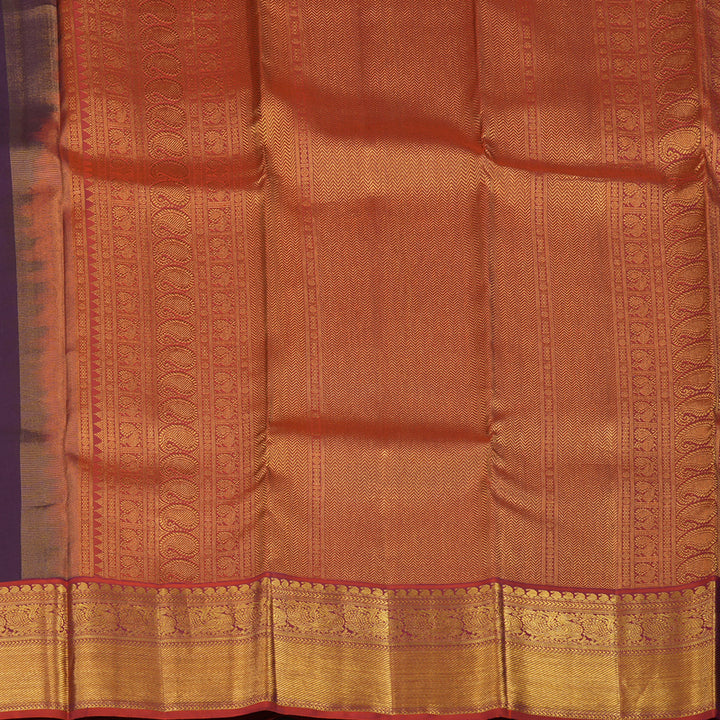 Hayagrivas Handloom Purple Kanjivaram Silk Saree with Rust Orange Border KSBE96A6-1