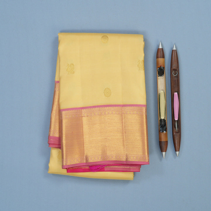 Hayagrivas Handloom Sandal Kanjivaram Silk Saree with Pink Border KSBE96A7-1