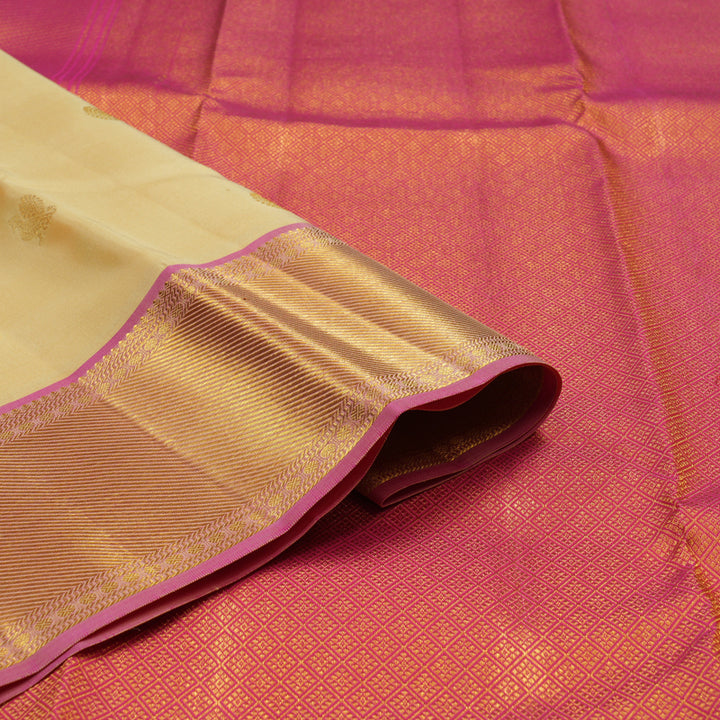 Hayagrivas Handloom Sandal Kanjivaram Silk Saree with Pink Border KSBE96A7-1