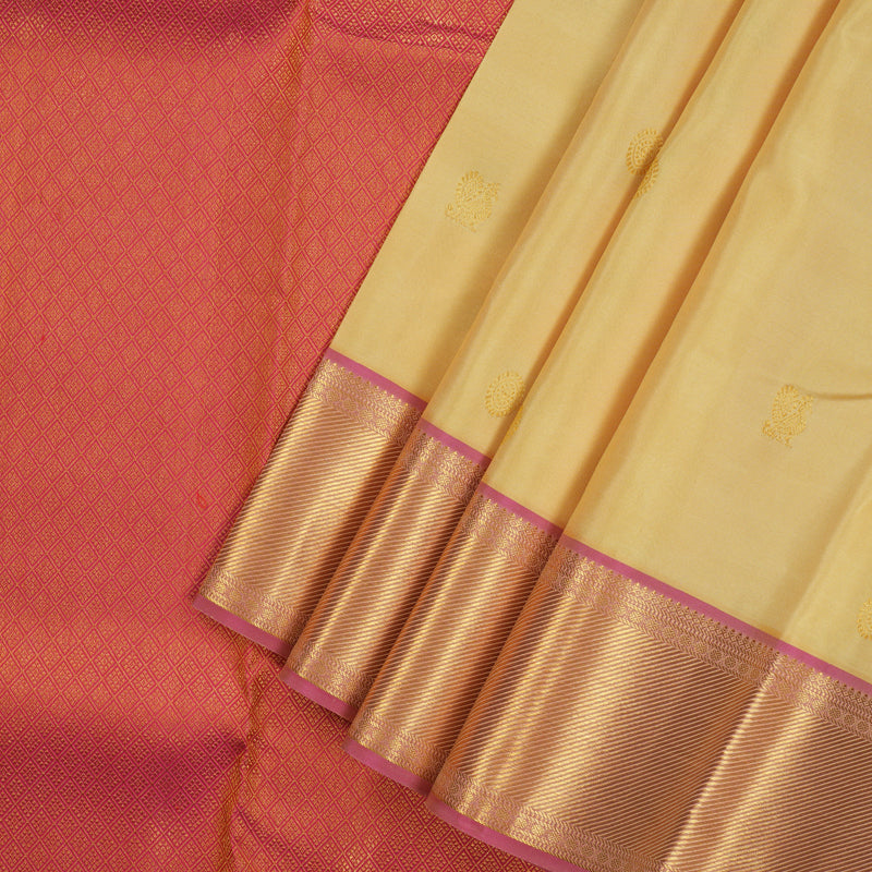 Hayagrivas Handloom Sandal Kanjivaram Silk Saree with Pink Border KSBE96A7-1