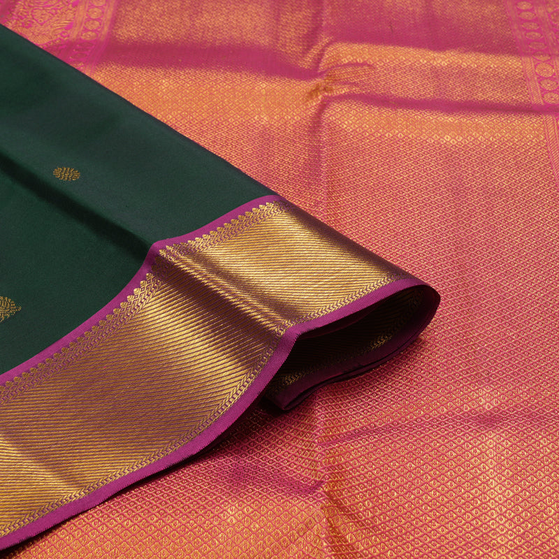 Hayagrivas Handloom Karum Pachai Kanjivaram Silk Saree with Purple Border KSBE96A8-4