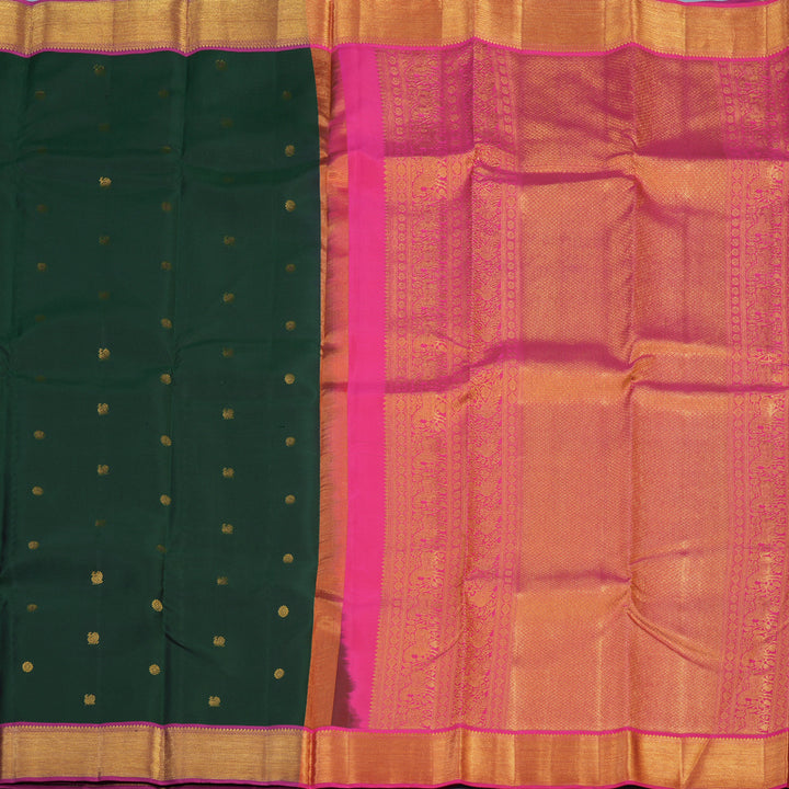 Hayagrivas Handloom Karum Pachai Kanjivaram Silk Saree with Purple Border KSBE96A8-4