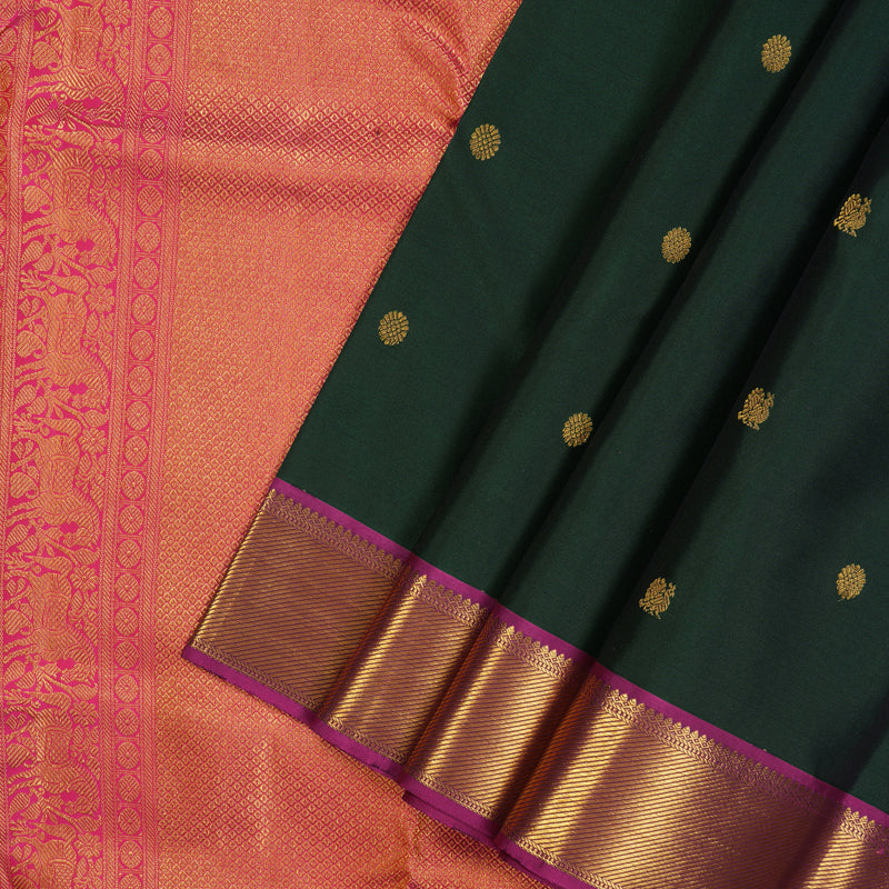 Hayagrivas Handloom Karum Pachai Kanjivaram Silk Saree with Purple Border KSBE96A8-4