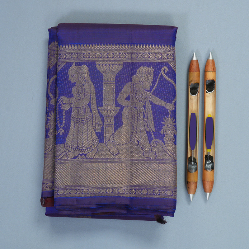 Hayagrivas Handloom MS Blue Kanjivaram Silk Saree KSBF1015I1-1