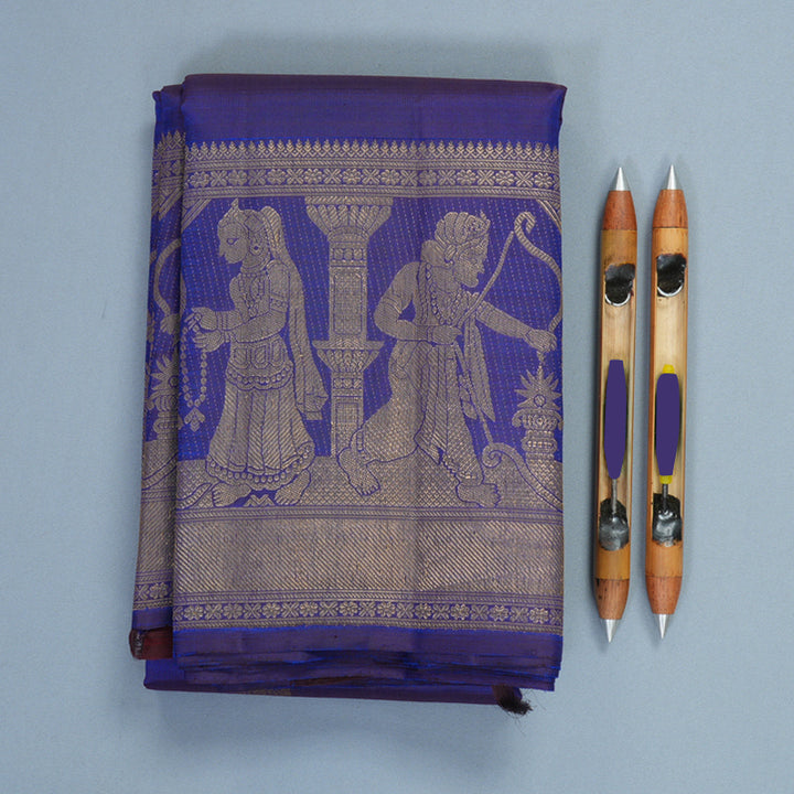 Hayagrivas Handloom MS Blue Kanjivaram Silk Saree KSBF1015I1-1