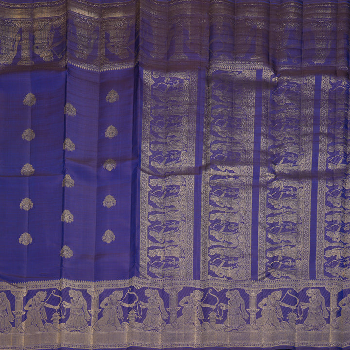 Hayagrivas Handloom MS Blue Kanjivaram Silk Saree KSBF1015I1-1