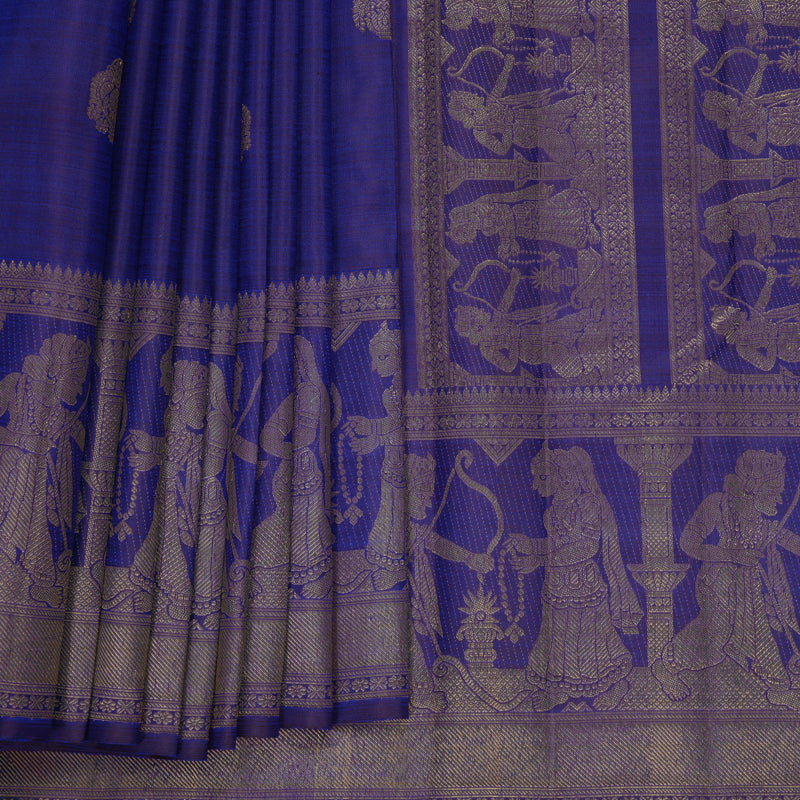 Hayagrivas Handloom MS Blue Kanjivaram Silk Saree KSBF1015I1-1