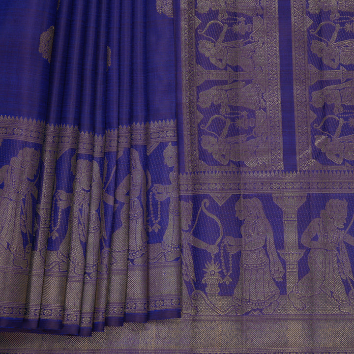 Hayagrivas Handloom MS Blue Kanjivaram Silk Saree KSBF1015I1-1