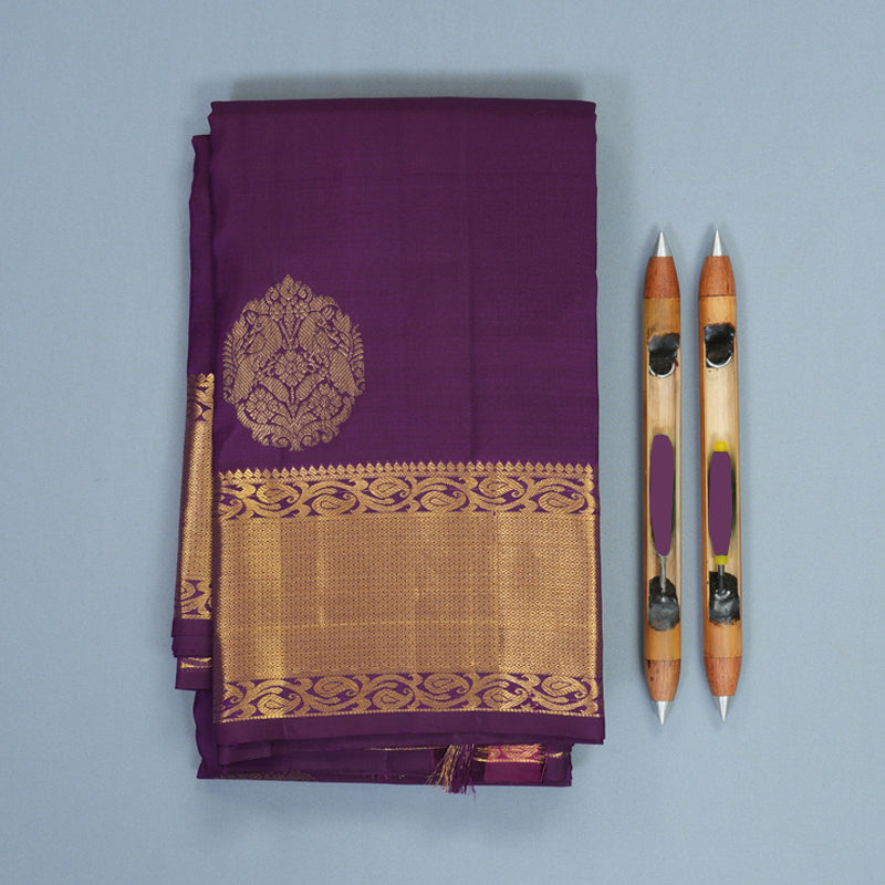 Hayagrivas Handloom Purple Kanjivaram Silk Saree KSBF528G1-3