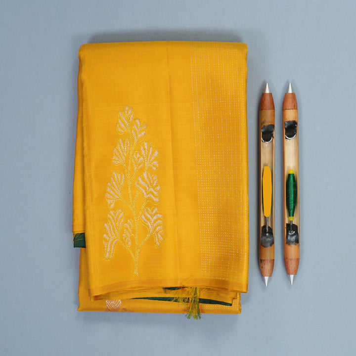 Hayagrivas Handloom Mustard Yellow Kanjivaram Silk Saree KSBF528G12-6