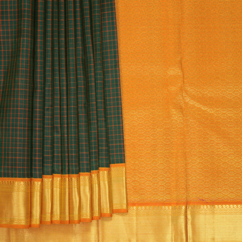 Hayagrivas Handloom Karpaga Pachai Kanjivaram Silk Saree with Mambazham Orange Border KSBF647G4-1
