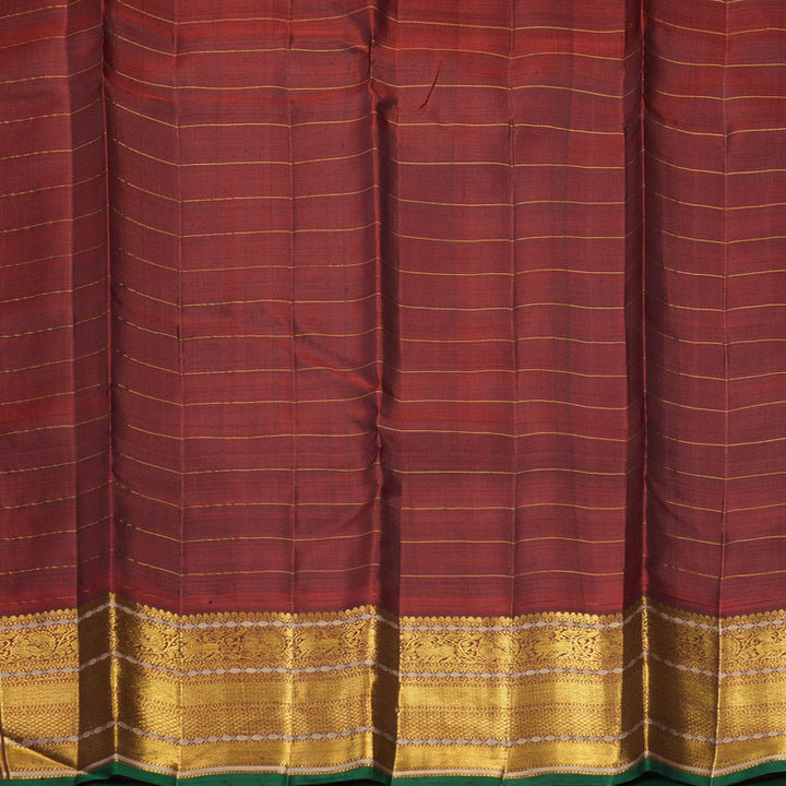 Hayagrivas Handloom Deep Jamun Kanjivaram Silk Saree with Rust Orange Border KSBF651G3-1
