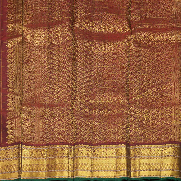 Hayagrivas Handloom Deep Jamun Kanjivaram Silk Saree with Rust Orange Border KSBF651G3-1